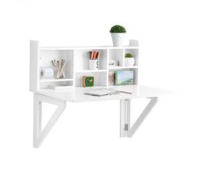 SoBuy Mesa Plegable de Pared con Estante y balda Regulable, 90x78x60cm