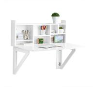 SoBuy Mesa Plegable de Pared con estantería, Mesa de Cocina Plegable Auxiliar, Mesa Comedor Blanca para Cocina pequeña, Mesa de Pared Plegable 90x60 cm, 90x78x60 cm FWT07-II-W