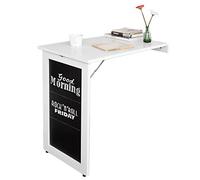 SoBuy Mesa Plegable Murale con Hoja Abatible Mesa de Comedor Extensible con Tabla de Memoria Mesa Plegable Ahorro de Espacio para Cocina, Oficina, y Espacios Pequeños Blanco 50 x 75 x 76cm FWT20-W