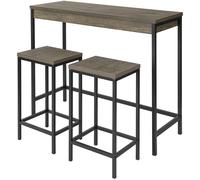 SoBuy Mesa y taburetes x2 estilo industrial madera color natural