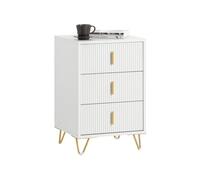 SoBuy Mesita de Noche con 3 cajones, 63 cm Altura ergonómica & 33 kg Carga, Mesa de Noche para Dormitorio y salón, Ideal para Espacios pequeños, Blanco, 40 x 40 x 63 cm, FBT115-L-W