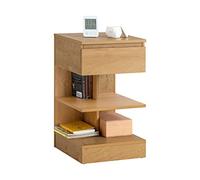 SoBuy Mesita de Noche con 1 cajón y 2 estantes, Mesa Auxiliar, Moderna Mesa de Noche Dormitorio, 39 x 39 x 65 cm, Natural, FBT49-N