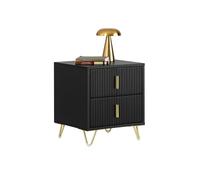 SoBuy Mesita de Noche con 2 cajones y Patas metálicas Doradas, Mesa de Noche Moderna para Dormitorio y salón, Ideal para Estudiantes y familias, Negro, 40x40x47 cm, FBT115-SCH