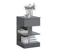 SoBuy Mesita de Noche con Cajón y 2 Estantes 39x39x65cm | Mesilla de Noche Mesa auxiliar moderna con espacio de almacenamiento, gris FBT49-HG