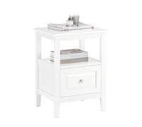SoBuy Mesita de Noche con 1 Cajón y 1 Estante Abierto Mesa Auxiliar para Salón y Dormitorio Blanco 45 x 35 x 60 cm FBT131-W ES