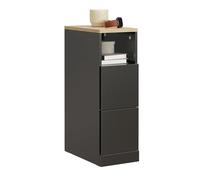 SoBuy Mesita de Noche Estrecha 20 cm de Ancho, Mesa Auxiliar con 2 cajones + Compartimento Abierto para pequeños Huecos, Mesilla de Noche para Dormitorio salón, 20x35x60 cm Negro, FBT149-SCH