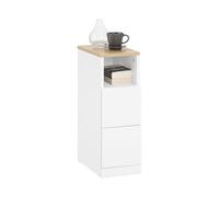 SoBuy Mesita de Noche Estrecha con 2 cajones y Estante Mesa Auxiliar mesilla de Noche para Dormitorio y Sala de Estar Blanco Ancho 35 x Profundidad 20 x Alto 60 cm FBT149-WN