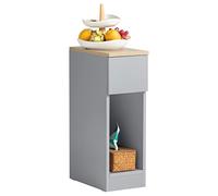 SoBuy Mesita de Noche Estrecha con Cajón y Estante 20x35x60cm | Mesa auxiliar ahorra espacio para dormitorio y sala de estar, gris FBT111-HG