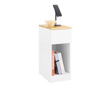 SoBuy mesita de Noche Estrecha con cajón y Estante, 40x25x60cm Dormitorio | Mesa auxiliar compacta para dormitorio y sala de estar, diseño blanco, FBT111-II-WN