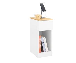 SoBuy Mesita de Noche Estrecha con cajón y Estante Mesa Auxiliar mesilla de Noche para Dormitorio y Sala de Estar Blanco 40 x 25 x 60 cm FBT111-II-WN