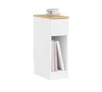 SoBuy mesita de Noche Estrecha con Frente Ondulado del cajón, 20x35x60cm | 20cm Mesilla de Noche Mesa Auxiliar con diseño para rodapié, ahorra espacio para espacios pequeños, Blanco, FBT111-W