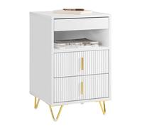 SoBuy Mesita de Noche, Mesa Auxiliar con 3 cajones y Estante, Mesa de Noche Moderna para Dormitorio y salón, Blanca 40 x 40 x 63 cm FBT168-W