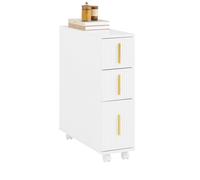 SoBuy Mueble Auxiliar Baño Estrecho 20cm con 3 Cajones y Ruedas Armario Estrecho Mueble Baño Almacenaje Compacto para Espacios Reducidos WC 52x17x69cm BZR183-W