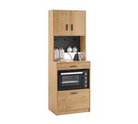 SoBuy Mueble Auxiliar de Cocina con Estante para Microondas y Panel Perforado Aparador Alto con Cajón y Estantes para Almacenaje Armario Estrecho para Cocina Salón o Entrada 60x170x40cm FSB98-N