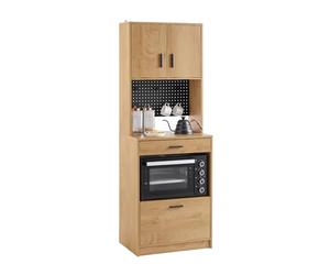 SoBuy Mueble Auxiliar de Cocina con Estante para Microondas y Panel Perforado Aparador Alto con Cajón y Estantes para Almacenaje Armario Estrecho para Cocina Salón o Entrada 60x170x40cm FSB98-N