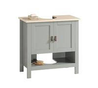 SoBuy Mueble bajo Lavabo - Armario baño Compacto con Estante Regulable, Compartimento Abierto y Hueco para sifón - Mueble de baño para Lavabo, Gris Claro 60x60x30cm BZR69-II-HG