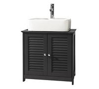 SoBuy Mueble bajo Lavabo, Armario baño con estantes Ajustables, Muebles de baño de MDF, Mueble para Lavabo con Puerta Anti-Moho, Gris, L60 x P35 x H58 cm, FRG237-DG