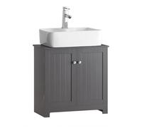 SoBuy Mueble bajo Lavabo - Armario baño con Puertas y balda Ajustable - Mueble de baño Auxiliar en MDF, Gris, 60x60x29cm, BZR18-DG