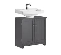 SoBuy Mueble bajo Lavabo - Armario baño con Puertas y balda Ajustable - Mueble de baño Auxiliar en MDF, Gris, 60x60x29cm, BZR18-II-DG