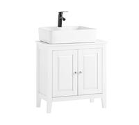 SoBuy Mueble bajo Lavabo - Armario baño - Mueble de baño con 2 Puertas, Gran Capacidad de almacenaje & Hueco para sifón - Mueble Lavabo para WC, Fabricado en MDF, Blanco 60x62x30cm FRG202-W