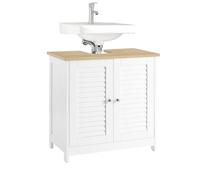 SoBuy Mueble bajo Lavabo con Corte para Sifón 60x58x35cm Blanco y Madera
