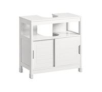 SoBuy Mueble bajo Lavabo con Puertas Correderas y Alfombrillas Impermeables -Mueble Baño, Muebles auxiliares de Baño Blanco, 60x30x60cm, FRG128-II-W