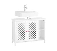 Sobuy mueble bajo lavabo de baño con 2 puertas y estante abierto - armario baño en mdf e1, balda ajustable, capacidad 42kg - mueble lavabo 80x31,5x60,5cm bzr210-w 31.5 cm