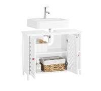 SoBuy Mueble Bajo Lavabo de Baño con 2 Puertas y Estante Abierto - Armario Baño en MDF E1, Balda Ajustable, Capacidad 42kg - Mueble Lavabo 80x31,5x60,5cm BZR210-W