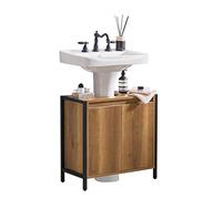 SoBuy Mueble Bajo Lavabo Armario de Baño Estrecho con 2 Puertas y Estante, Mueble para Lavabo con Pie para Baños Pequeños y Aseos 60x60x30 cm BZR63-II-PF