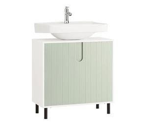SoBuy Mueble Baño 60 cm Mueble Bajo Lavabo con Estante Ajustable Muebles de Baño Sin Lavabopara Lavabos Pequeños o WC Verde 60x30x60 cm BZR139-GR
