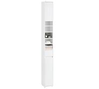 SoBuy Mueble Baño Alto Armario Baño Estrecho 20x180x20 cm Blanco