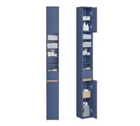 SoBuy Mueble Baño Alto con Estantes Regulables y Cajón 20x20x180cm Azul | Armario Baño Tipo Columna Auxiliar, Mueble Auxiliar de Almacenaje Armario Estrecho para Espacios Reducidos, BZR34-II-B