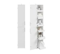 SoBuy Mueble Baño Alto Salvaspacio con 6 Cajones Extraíbles 30x40x180 cm | Columna Baño con Puertas Magnéticas y Baldas Ajustables, Armario Alto para Baño Lavadero y Cocina, Blanco, BZR243-W