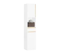 SoBuy Mueble Baño Armario Alto Estrecho para Baño con Cajón, Estante Abierto y 2 Puertas - Mueble Auxiliar Columna Blanca para Almacenaje Baño, Lavandería o Aseo, 35x33x170 cm BZR80-W