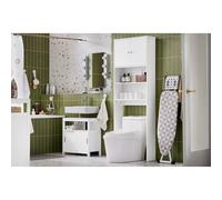 SoBuy Mueble Baño Armario Baño Columna con Puertas y Estantes Abiertos, Mueble Auxiliar para Lavadora o WC, 3 Ajustables, Armario Almacenaje 65x182x20cm BZR165-W