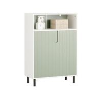 SoBuy Mueble Baño Armario de Suelo para Baño 60x30x87 cm Verde y Blanco | Mueble Multifuncional con 2 Puertas y 1 Compartimentos, Mueble Almacenaje, BZR138-GR