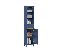SoBuy Mueble Baño Columna Auxiliar de Baño con 3 Estantes Abiertos y Puerta con Cajón Armario Estrecho para Espacios Reducidos 35 x 30 x 170 cm BZR112-B