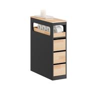 SoBuy Mueble Baño con 3 Cajones y Estante Superior, Armario Estrecho de Almacenamiento con Ruedas para Espacio Reducido, Mueble Almacenaje, Armario Organizador, Columna Auxiliar de Baño, BZR54-II-SCH