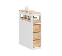 SoBuy Mueble Baño con 3 Cajones y Estante Superior, Armario Estrecho de Almacenamiento con Ruedas para Espacio Reducido, Mueble Almacenaje, Armario Organizador, Columna Auxiliar de Baño, BZR54-IV-WN