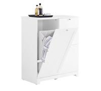 SoBuy Mueble Baño con 3 Cestos de Ropa Armario Estrecho Mueble Auxiliar Baño 78x38x90 cm para Lavandería y Almacenaje BZR213-W