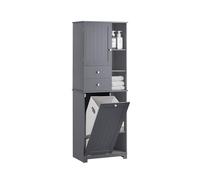 SoBuy Mueble Baño con Cesto de Ropa Sucia y 6 Estantes, 60x37x171 cm
