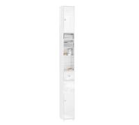 SoBuy Mueble Baño Estrecho Auxiliar Columna Armario Escobero Alta Capacidad con 6 Estantes Ajustables con Pintura Alto Brillo para Baños Pequeños, Lavaderos, Cocina 20x20x180 cm BZR167-GW