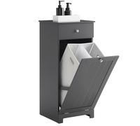 SoBuy Mueble Baño Estrecho con Cesto para Ropa Sucia 40×90×38 cm Gris