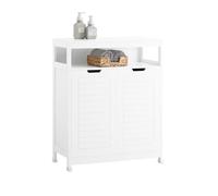 SoBuy Armario de Baño Mueble Baño Auxiliar Organizador con 1 Comportamiento Abierto y 2 Puertas 70 x 35 x 90 cm Blanco BZR121-W ES