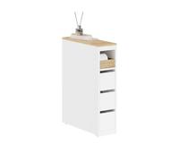 SoBuy Mueble Baño Estrecho con Ruedas y 3 Cajones, Blanco 65x23x82cm