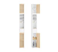 SoBuy Mueble Baño Estrecho y Alto Armario Baño Tipo Columna Auxiliar Mueble Auxiliar de Almacenaje con Estantes Regulables y Cajón Armario Estrecho para Espacios Reducidos, 20x20x180cm BZR34-BW