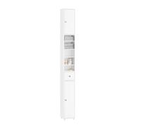 SoBuy Mueble Baño Estrecho y Alto Armario Baño Tipo Columna Auxiliar Mueble Auxiliar de Almacenaje con Estantes Regulables y Cajón Armario Estrecho para Espacios Reducidos, 20x20x180cm BZR34-II-W