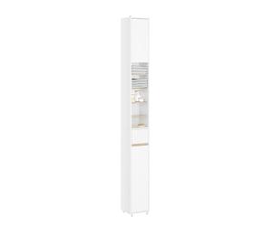 SoBuy Mueble Baño Estrecho y Alto Armario Baño Tipo Columna Auxiliar Mueble Auxiliar de Almacenaje con Estantes Regulables y Cajón Armario Estrecho para Espacios Reducidos, 20x20x180cm BZR34-WN