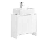 SoBuy Mueble Baño Mueble Bajo Lavabo para Baño con Estantes Ajustables, Resistente a la Humedad, Ideal para Pequeños, Blanco, MDF, 60x61x30 cm, BZR157-W