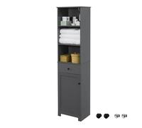 SoBuy Mueble Baño Alto Armario Estrecho con 3 Estantes y 1 Cajón Muebles Auxiliares de Baño Gris 40x161x35 cm BZR17-DG